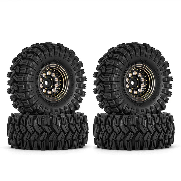 INJORA 1.0" 58*24mm -2.65mm Offset Brass Beadlock Wheel Set for 1/24 1/18 RC Crawler - Black