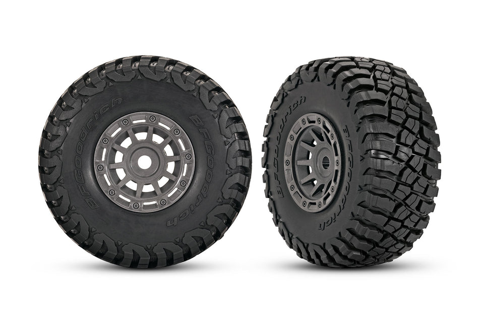 Traxxas 1.4" Gray Wheels with BFGoodrich Mud-Terrain T/A KM3 Tires — Mounted Pair