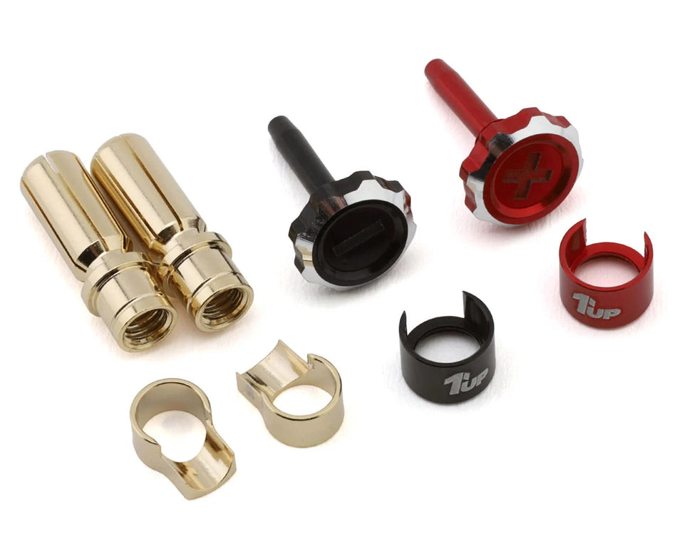1Up Racing Lockdown Adjustable Bullet Plug Grips w/5mm Bullets Red/Black