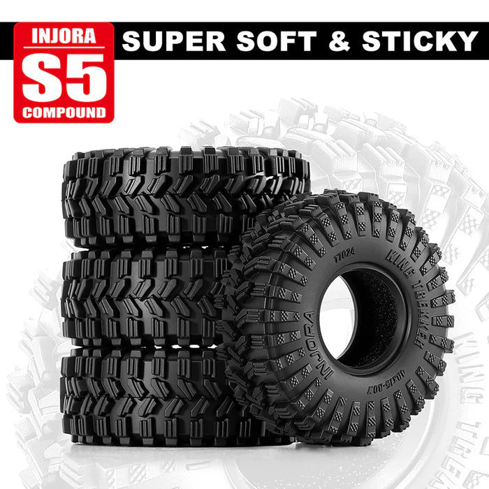 INJORA T7024 0.7" King Trekker Tires for 1/30 SCX30 — 40x15mm S5 Compound (4pcs)