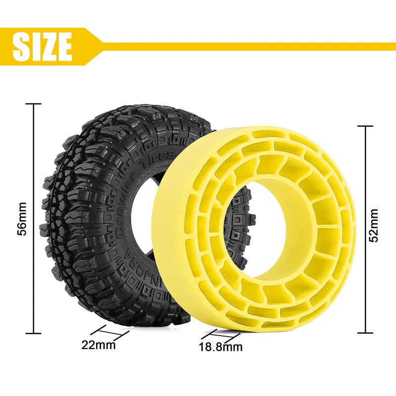 INJORA 1.0" 56*22mm Tires & Silicone Rubber Inserts Combo 4