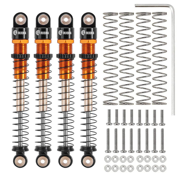 INJORA 51mm Aluminum Long Travel Threaded Double Barrel Shocks for Axial AX24
