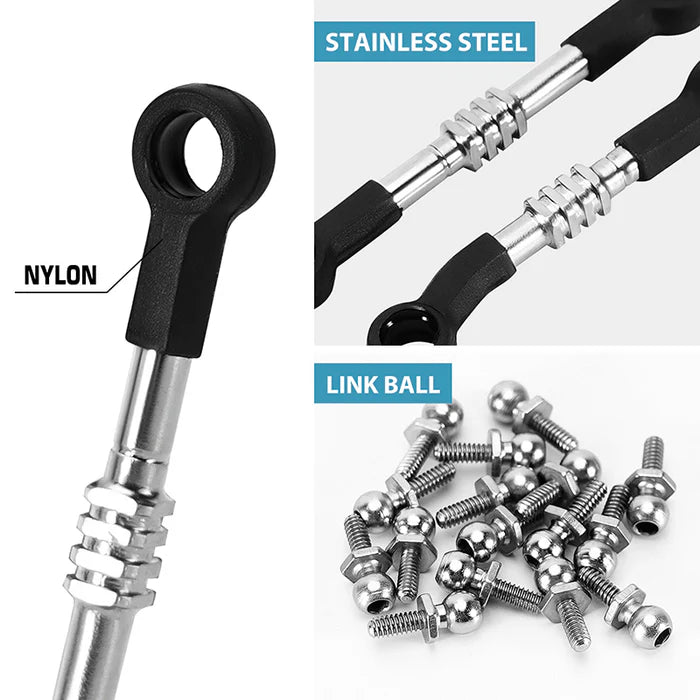 INJORA Adjustable Stainless Steel Links Set for Losi Micro-B Micro-T