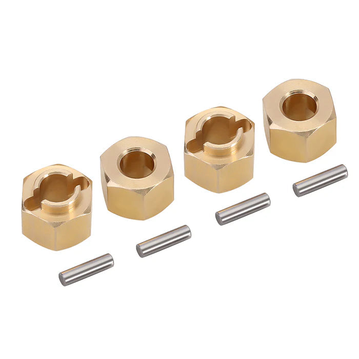 Set of gold metal hex nuts and pins with INJORA branding on a white background