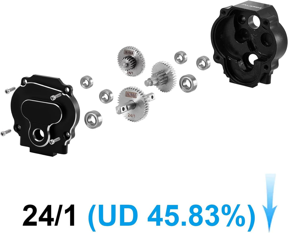 INJORA Aluminum Complete Transmission for 1/18 Redcat Ascent-18 / Ascent-18 Apex - 24/1 (Underdrive 45.83%) Transmission