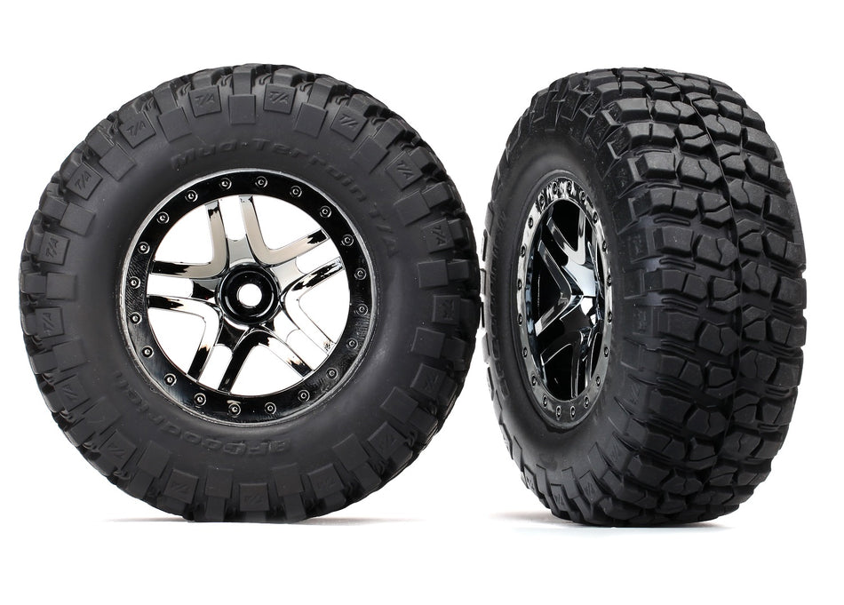 6873T Traxxas SCT Black Chrome Wheels with BFGoodrich S1 Tires (2-Pack)