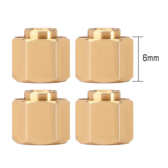 INJORA 4PCS 6mm  Brass Wheel Hex Hub Extenders for 1/18 Redcat Ascent-18