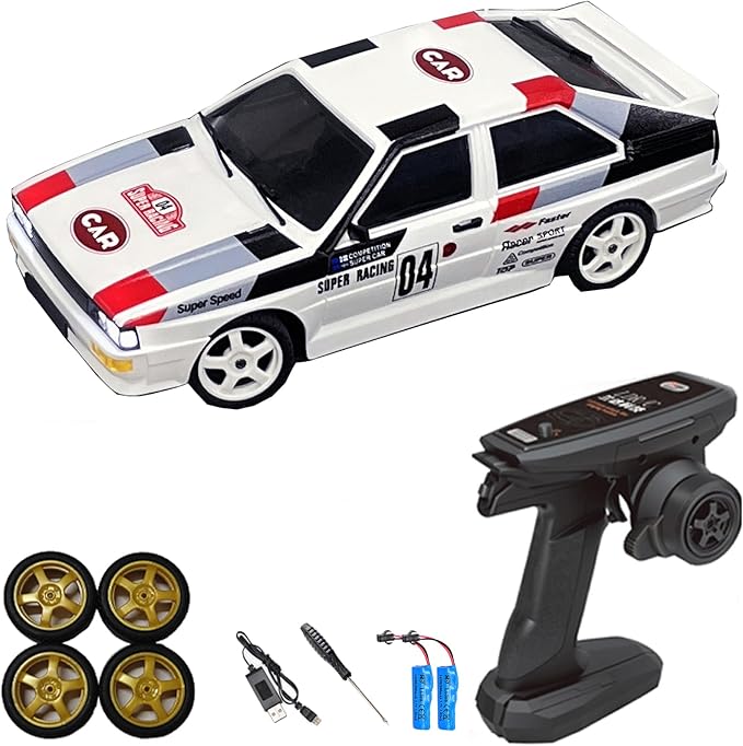 LD2804PRO 1/28 Mini RC Drift Car GTR 2.4GHz 4WD RTR with Gyro (White)