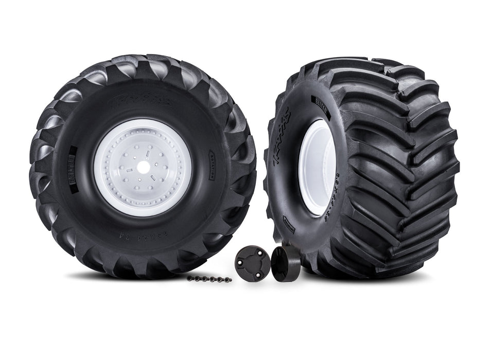Traxxas 7689 White X-Monster Wheels with Terra Groove Tires (2)