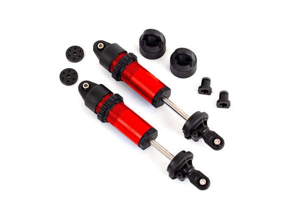 9660 Traxxas GT-Maxx Aluminum Shocks – Red Anodized (2pcs, Assembled Without Springs)