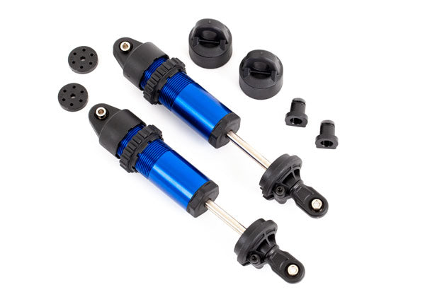9660 Traxxas GT-Maxx Aluminum Shocks – Blue Anodized (2pcs, Assembled Without Springs)