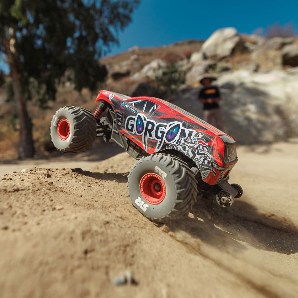 ARRMA 1/16 GORGON GROM 4X4 RTR Brushed Monster Truck, Red