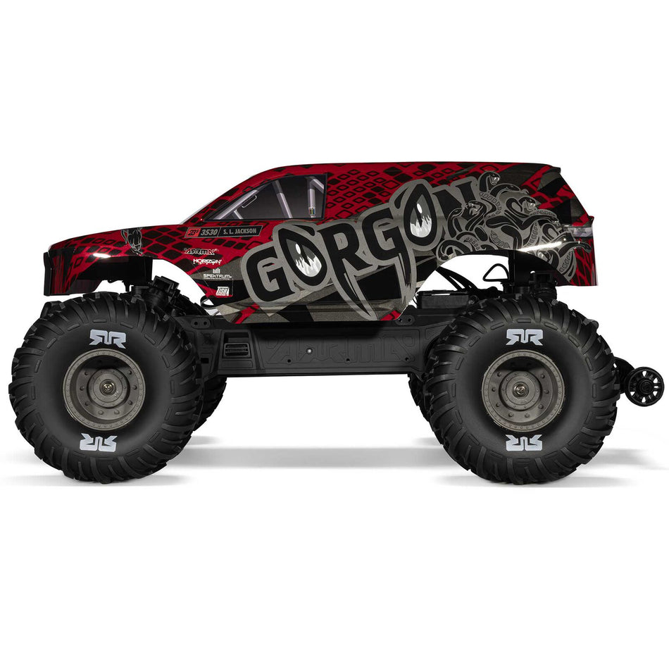 ARRMA /10 GORGON 223S 2WD RTR Brushless Monster Truck, Red/Black