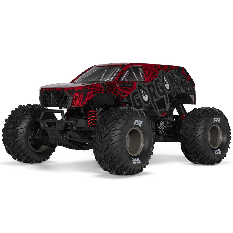 ARRMA /10 GORGON 223S 2WD RTR Brushless Monster Truck, Red/Black
