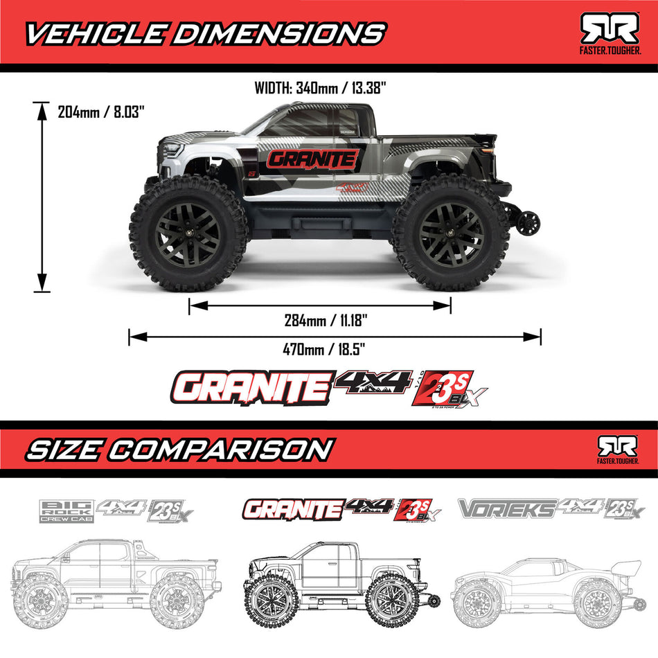 ARRMA 1/10 1/10 GRANITE 223S DSC 4X4 RTR Brushless Monster Truck, Blue
