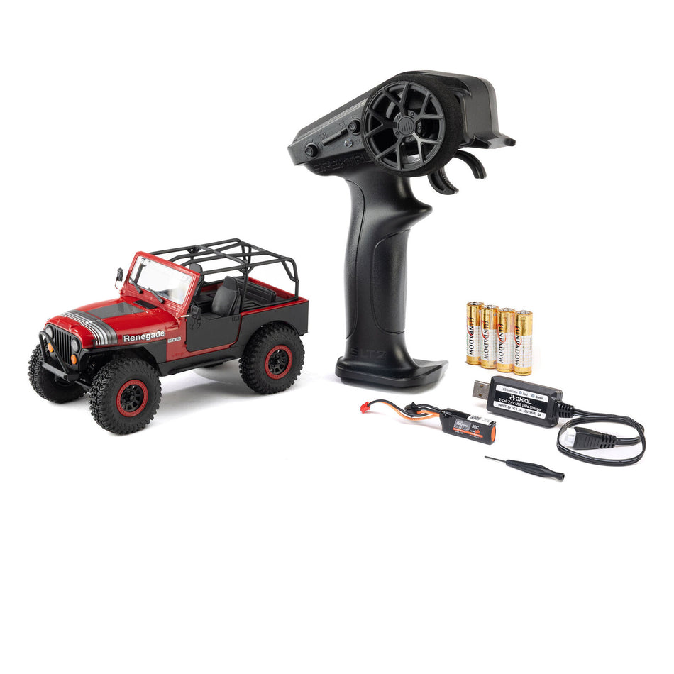 Axial AXI-3273T1 1/30 SCX30 Jeep CJ-7 GenRight 4X4 RTR Brushed Rock Crawler, Red