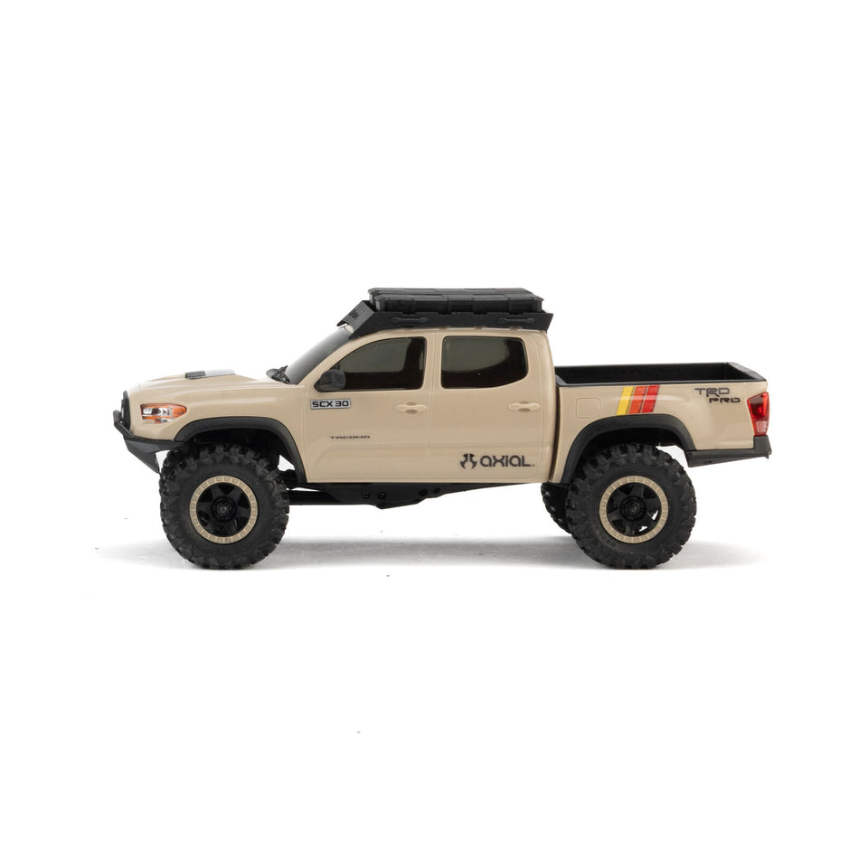 Axial AXI-3289T2 1/30 SCX30 Toyota Tacoma TRD Pro Extreme Off-Road 4X4 RTR Brushed Rock Crawler, Tan