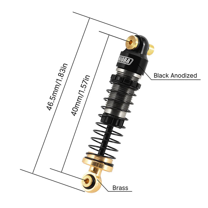 INJORA 40mm Big Bore Oil Shocks for 1/24 SCX24 FCX24M Brass