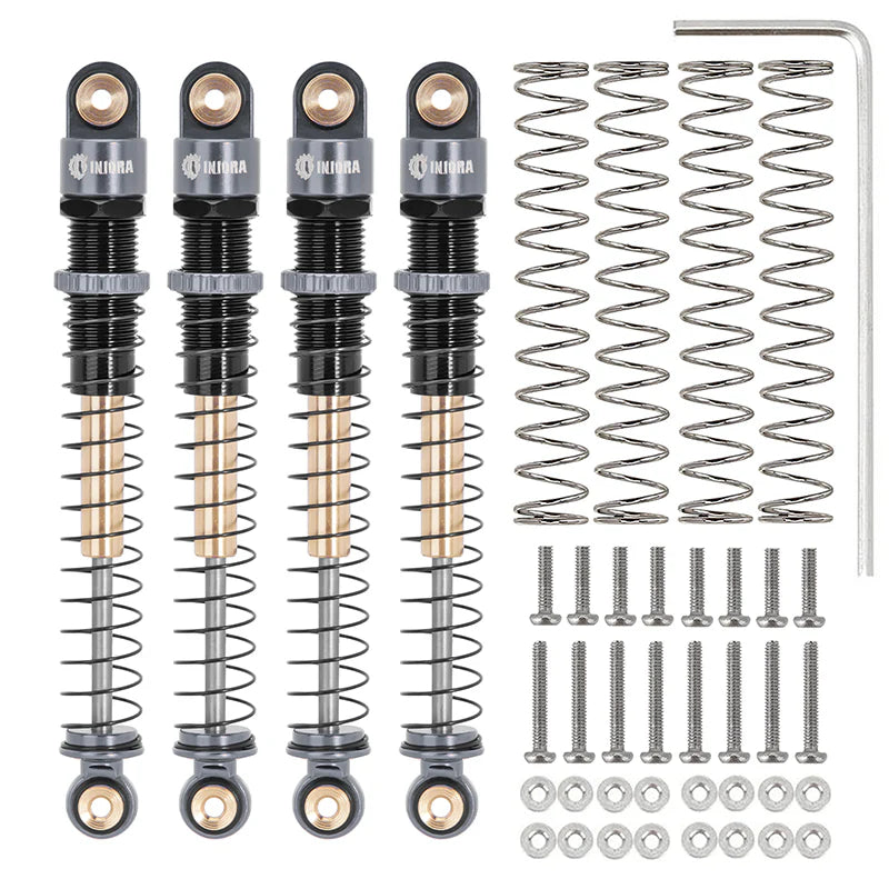 INJORA 51mm Aluminum Long Travel Threaded Double Barrel Shocks for Axial AX24