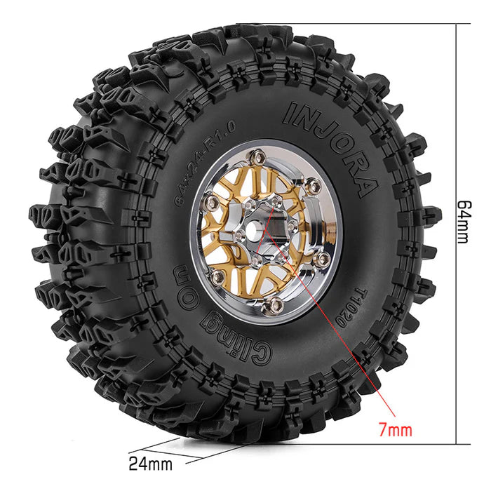 INJORA 1.0" 64*24mm -4.4mm Offset ModuWheel Set for Micro Crawlers