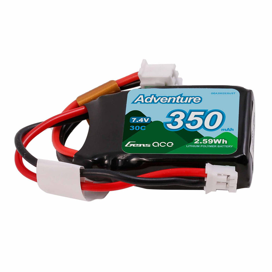 Gens Ace Adventure 350mAh 2S 30C 7.4V Lipo Battery Pack with JST Plug
