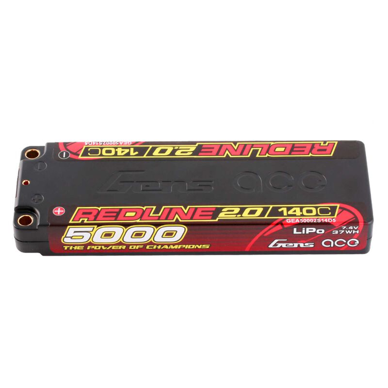 Gens Ace 7.6V 5000mAh 2S 140C LiHV: 5.0mm Bullet Redline 2.0