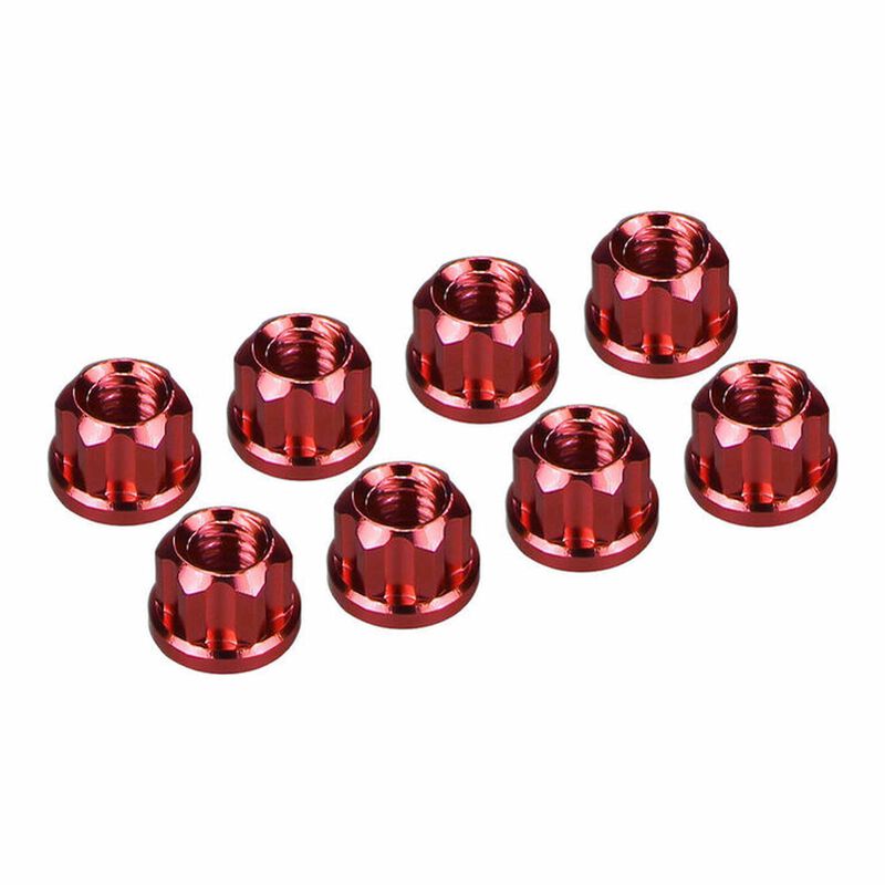 Hot Racing Red Aluminum M2 Flange Wheel Nuts - SCX30