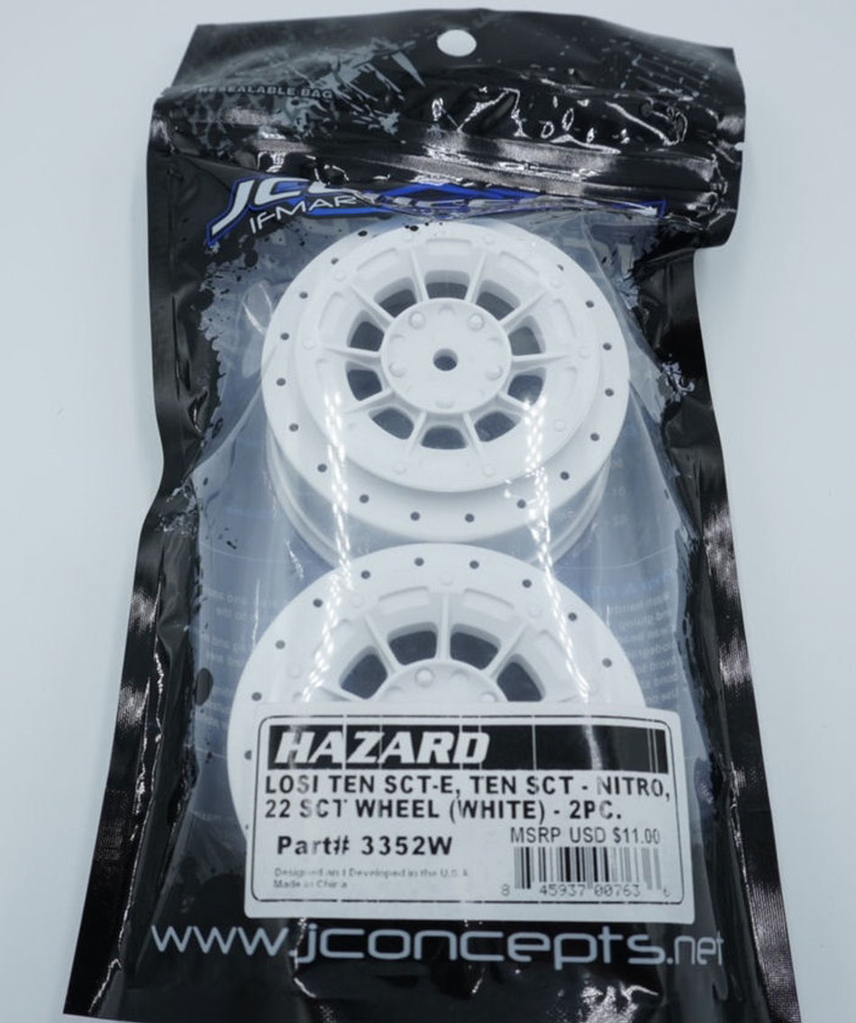 JConcepts Hazard Wheel, White:Losi SCTE,SCTN,22SCT