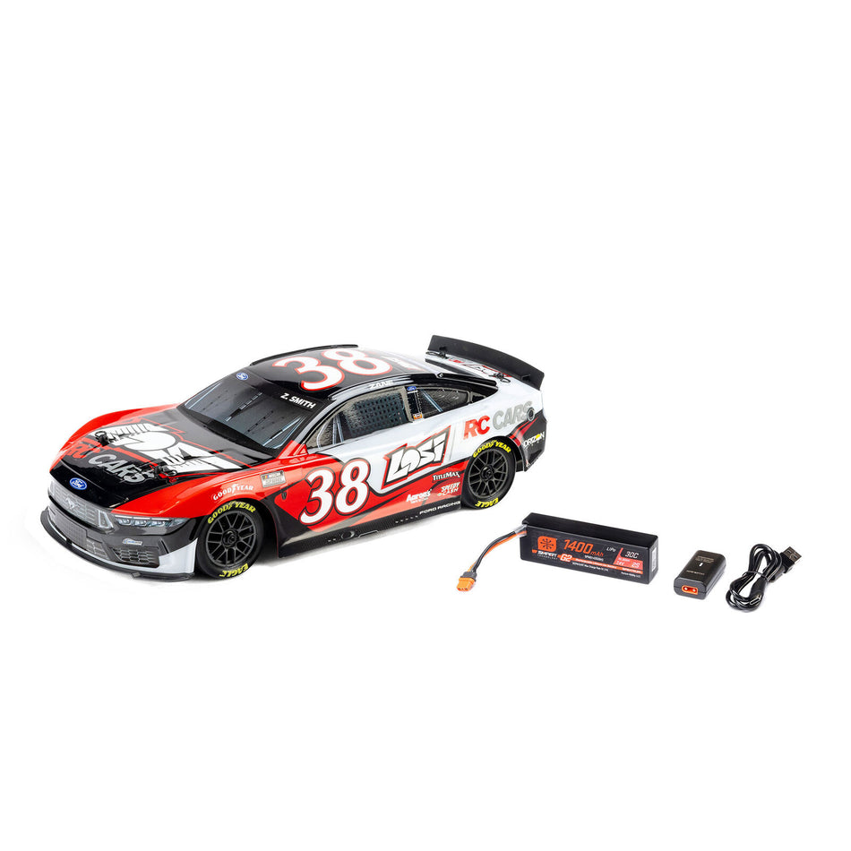 Losi 1/12 NASCAR RC Race Car Zane Smith No. 38 2026 Losi Ford Mustang 2S AWD RTR