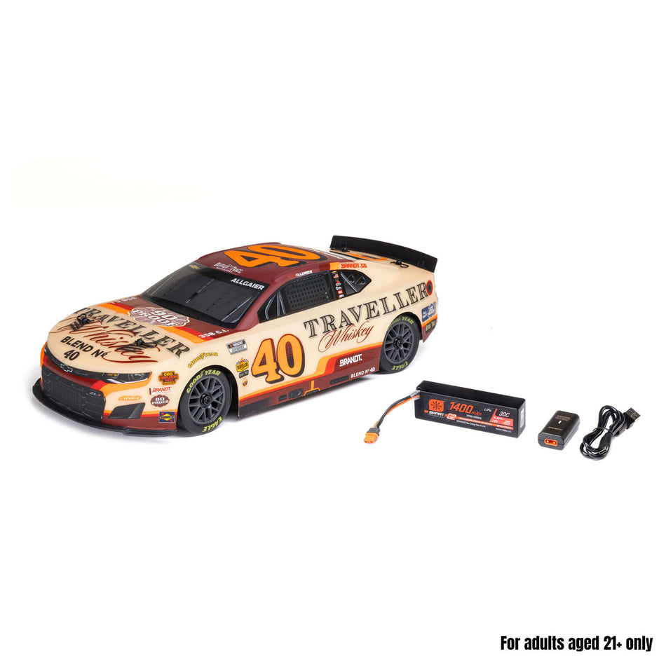 Losi LOS1122640 1/12 NASCAR 2026 Justin Allgaier No. 40 Traveller Whiskey RTR (Battery & Charger Included)