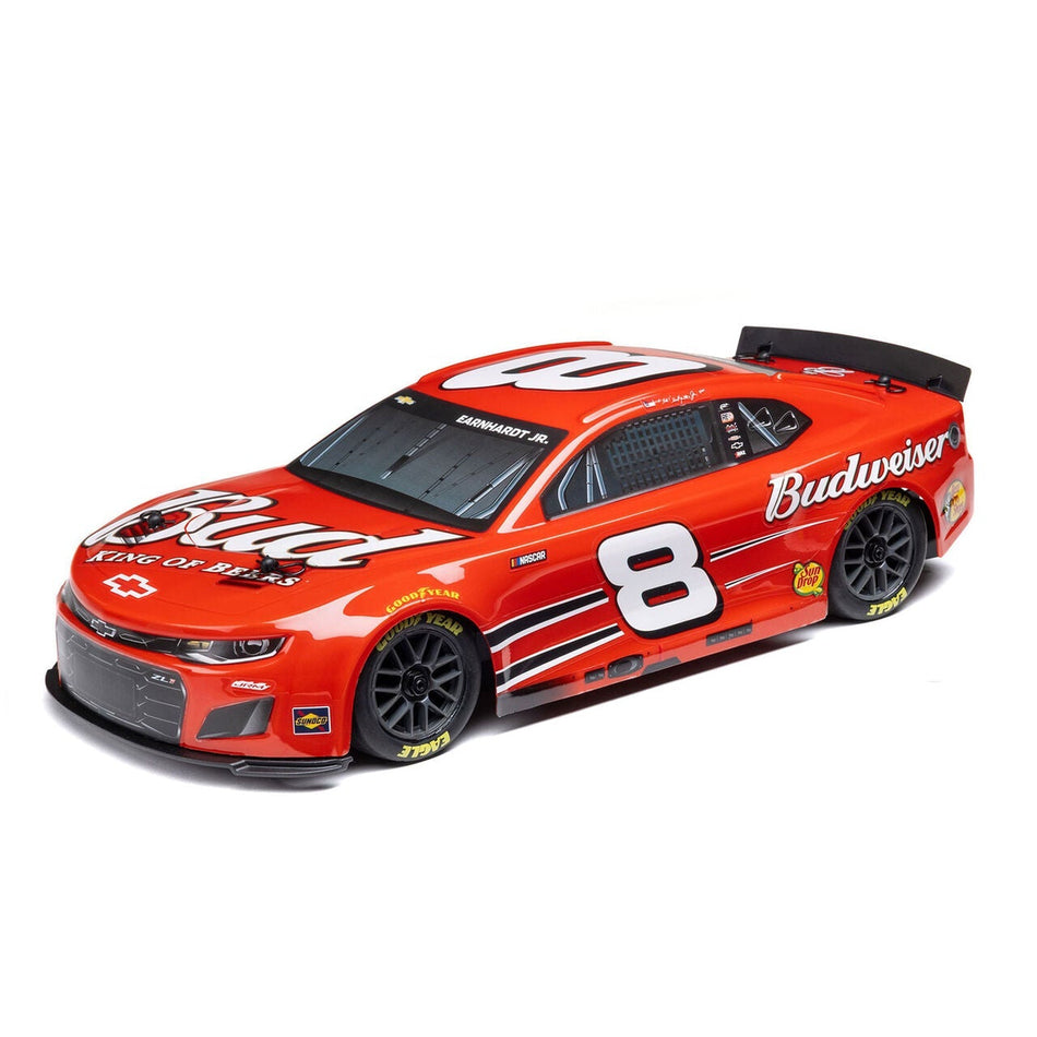 Model car with Budweiser and Bud logo on a white background