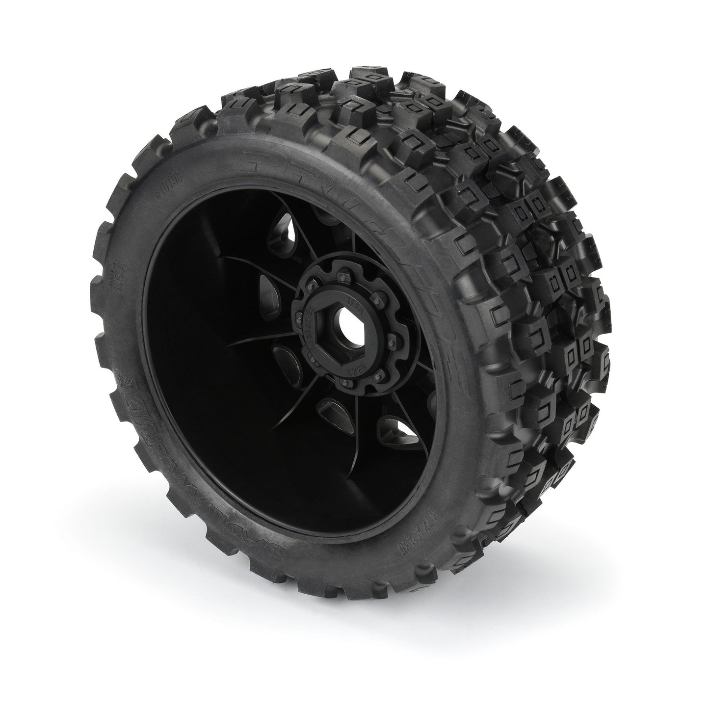 1/6 Badlands MX57 Front/Rear 5.7” Tires Mounted on Raid 8x48 Removable 24mm Hex Wheels (2): Black