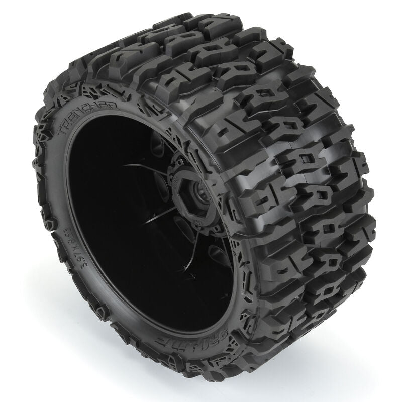 Pro-Line Trencher 5.7in Tires Mounted on Raid Black 8x48 Removable 24mm Hex Wheel 2 for X-MAXX, KRATON 8S & Other Large Vehicles Front or Rear