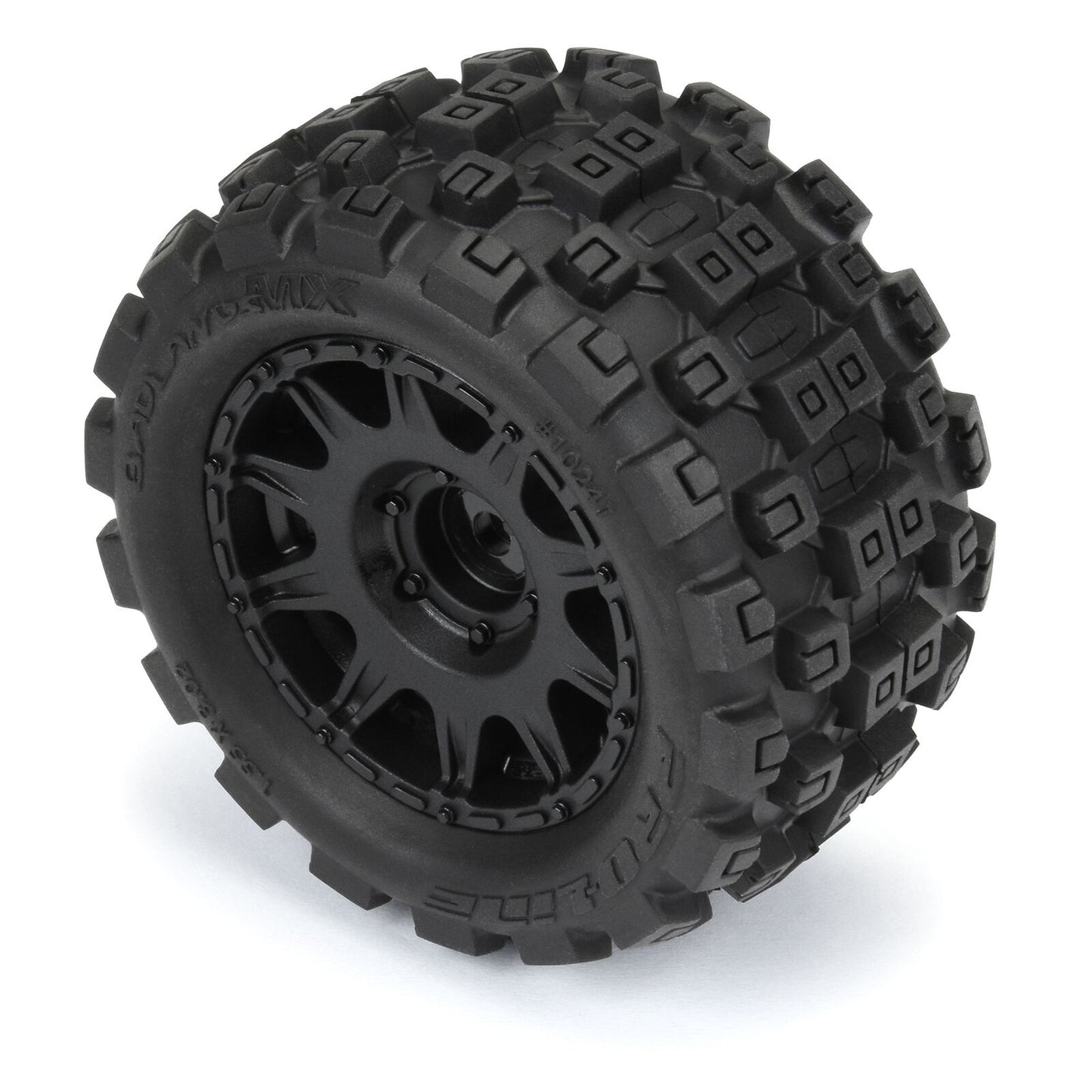 Pro-Line Badlands MX 1.85" All-Terrain Truck Tires (4) Mounted on Raid Black 12mm Hex Wheels for Granite GROM 4x4 Front or Rear