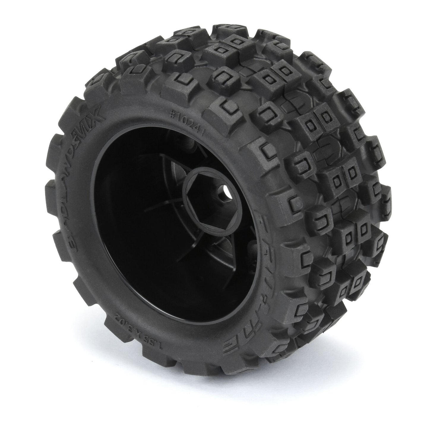 Pro-Line Badlands MX 1.85" All-Terrain Truck Tires (4) Mounted on Raid Black 12mm Hex Wheels for Granite GROM 4x4 Front or Rear