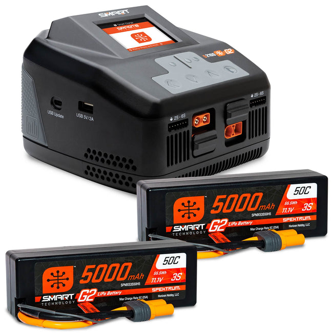 Smart Powerstage 6S Surface Bundle: (2) G2 5000mAh 3S LiPo IC5 & S2100 Charger