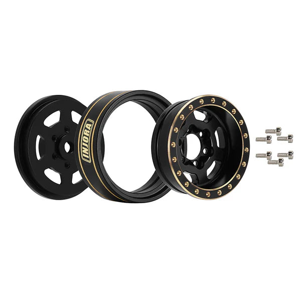 INJORA 1.0 Plus 6-Spoke Brass Beadlock Wheels 43g/pcs offset -3.75mm for 1/18 1/24 RC Crawler (4) (W1103)