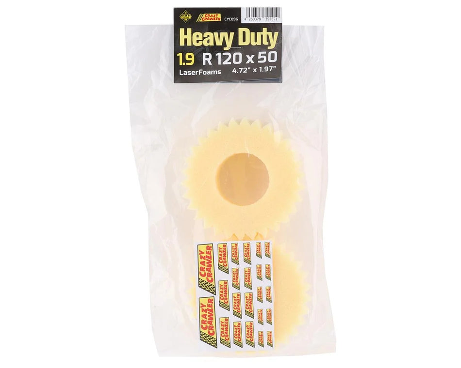 Crazy Crawler LaserFoam Heavy Duty 1.9" Foam Crawler Tire Insert (2) (120x50mm) (JConcepts Ruptures) (7-10 lb Trucks)