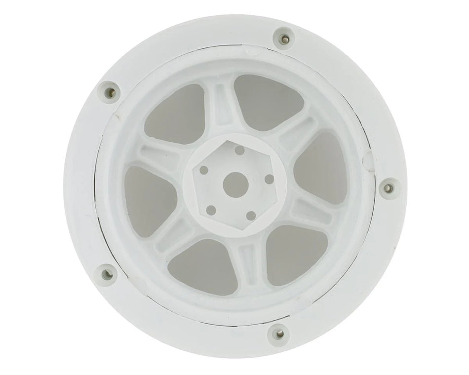 DS Racing DSC-DE-202 Drift Element 6 Spoke Drift Wheels (Triple White w/Black Rivets) (2) (Adjustable Offset) w/12mm Hex