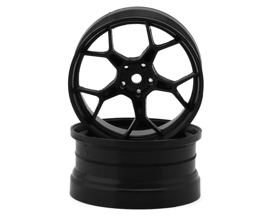 DS Racing Feathery Split Spoke Drift Wheels (Black) (2) (Super Soft) (6mm Offset) w/12mm Hex