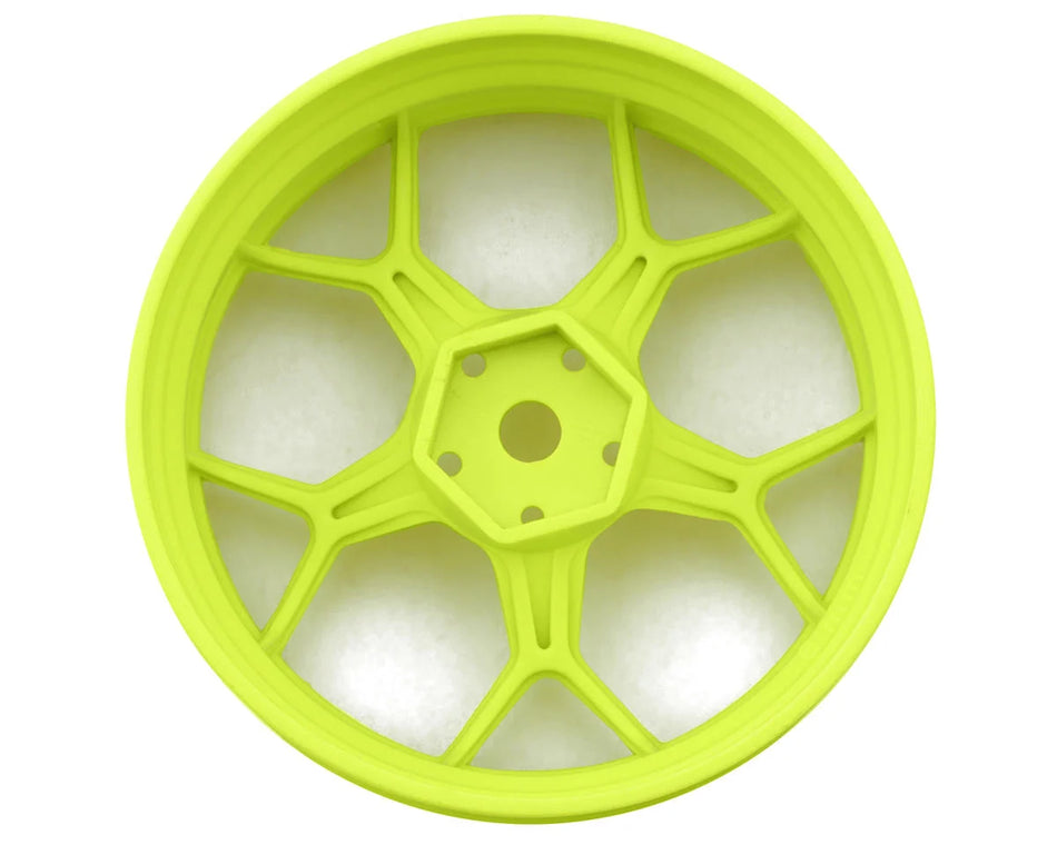 DS Racing DSC-DF-5Y2-6FL-HG Feathery Split Spoke Drift Wheels (Flu Lime) (2) (6mm Offset) w/12mm Hex