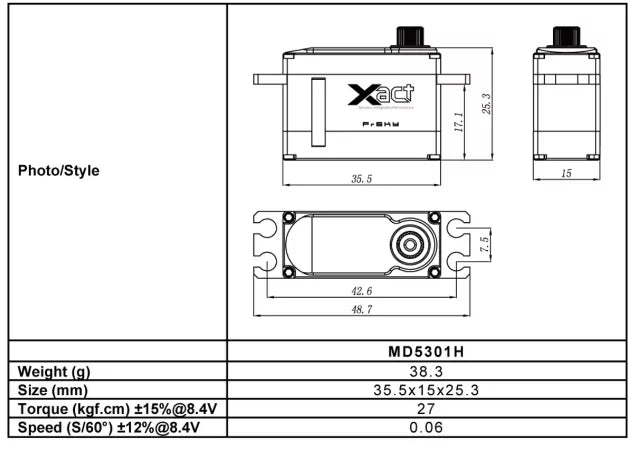 FrSky XACT Mini CORELESS SERIES MD5301H High-Voltage Servo