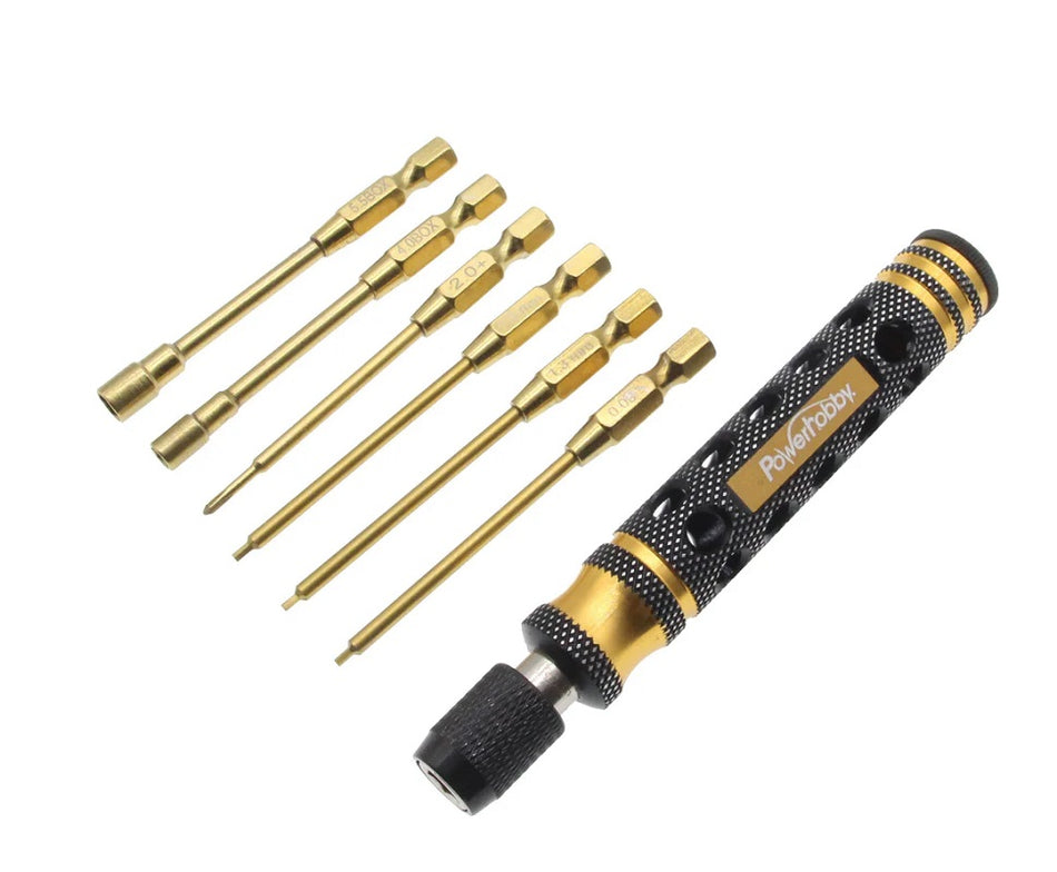 Power Hobby Tool Kit 6 in 1 Screwdriver Quick Change Allen Key Hexagon Screwdrivers
