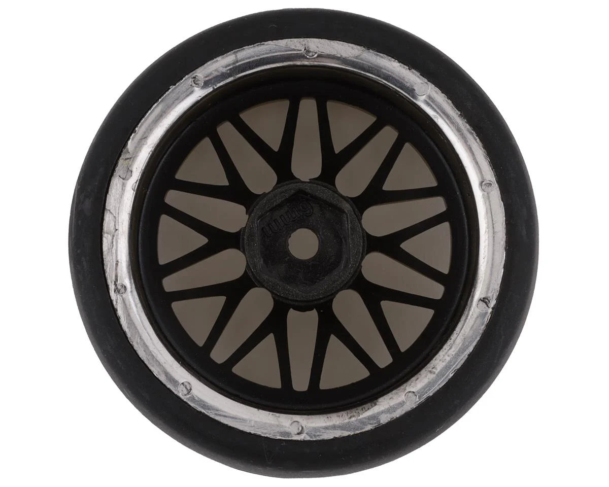 Yeah Racing Spec D Pre-Mounted Drift Tires w/LS Mesh Wheels (Chrome/Gold) (4) w/12mm Hex & 6mm Offset