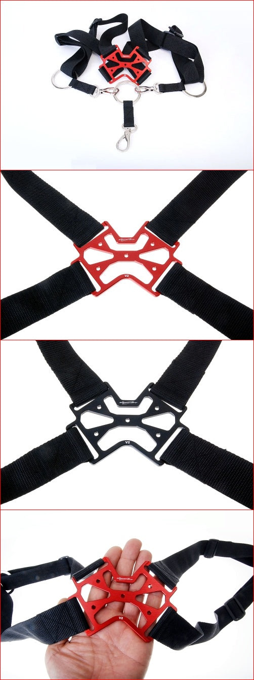 Secraft V2 Transmitter Neck Strap Harness – Adjustable Red Padded Support for RC Radios