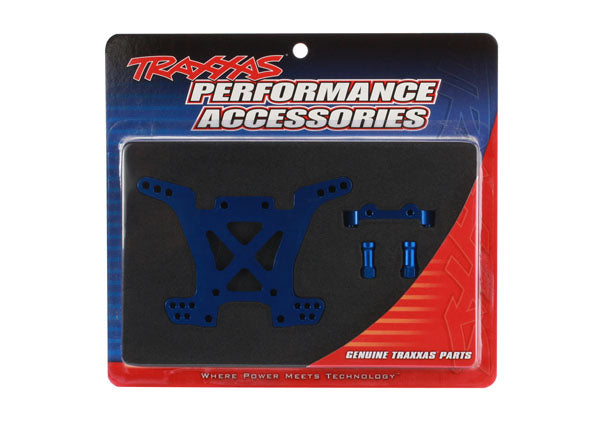 6838X Shock tower, rear, 7075-T6 aluminum (blue)