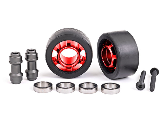 7775R Wheels, wheelie bar Aluminum Red