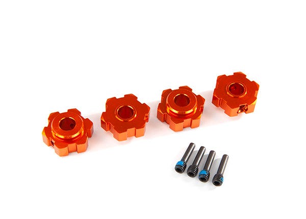 8956T Wheel hubs, hex, aluminum (orange-anodized)