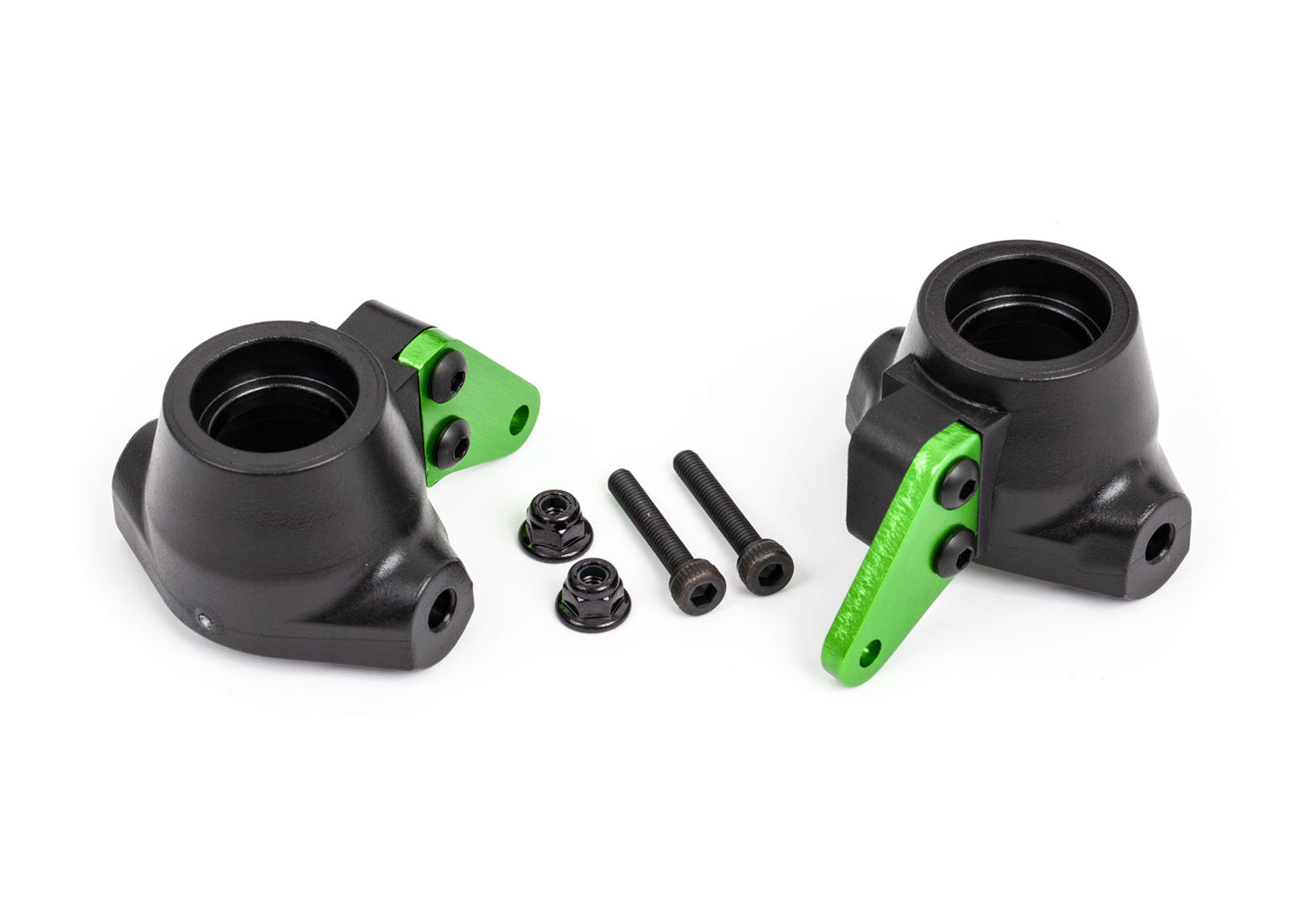 9637G Steering blocks, left & right/ steering block arms (aluminum, green-anodized)