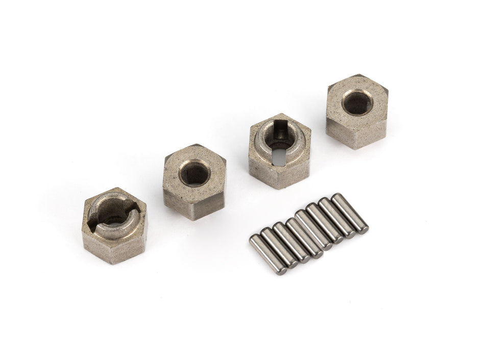 9750A Traxxas Wheel hubs, 7mm hex (steel) (4)/ axle pins (8)